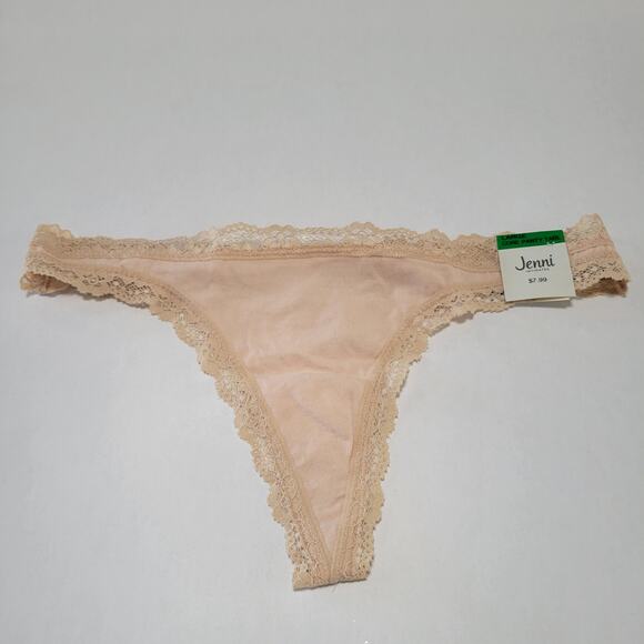 Jenni Women's Lace-Trim Thong Underwear Panties Chai NWT Size Large - Picture 2 of 5